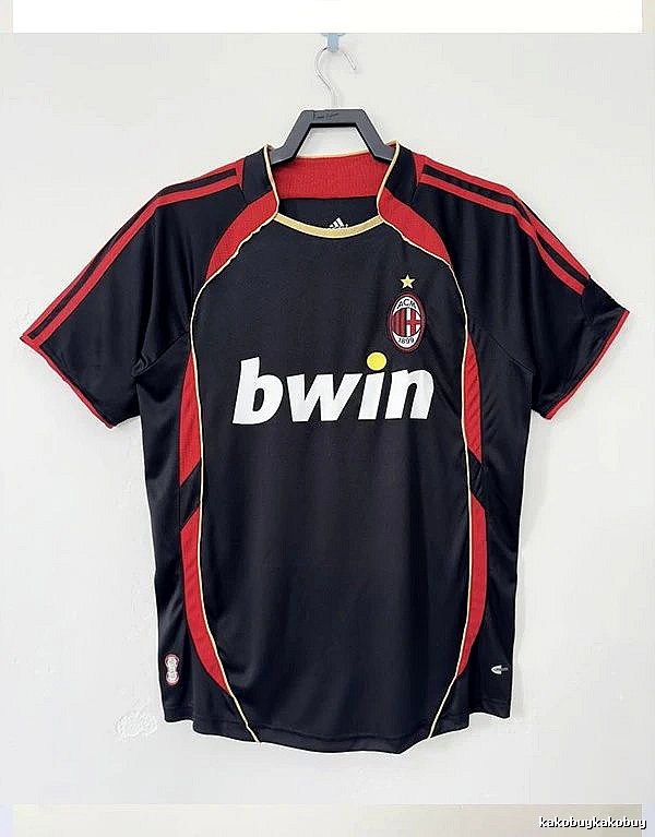 AC Milan Relaxed Retro soccer jersey Red Black Striped with Designer-Inspired Detail