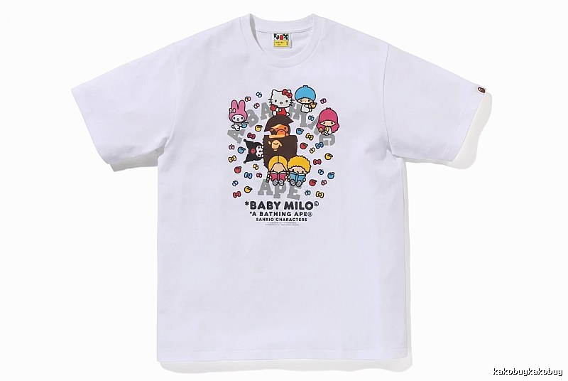 Bape cartoon - printed white T - shirt