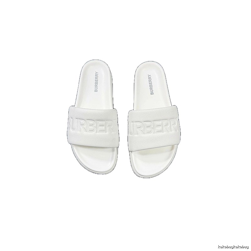 Burberry Embossed Minimalist Style White Slides