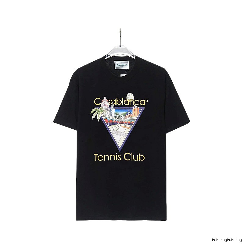 Casablanca Print Casual Black T-shirt