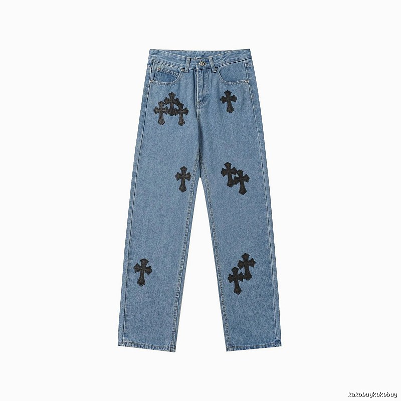Chrome Hearts Easy Match Graphic jeans Light Denim Jeans for Leisure Wear