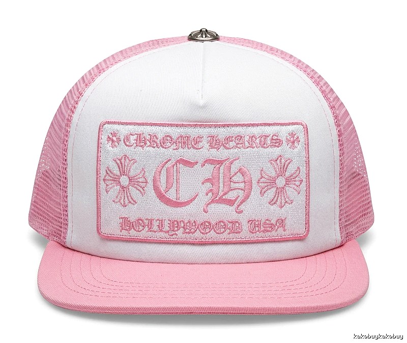 Chrome Hearts Retro Style Pink and White Hat