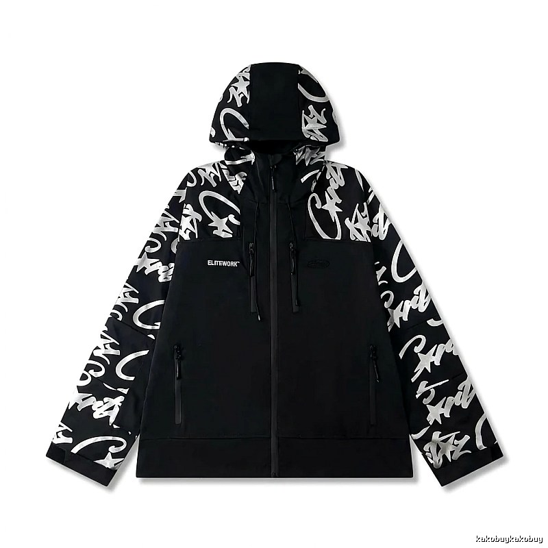 Corteiz trendy black and white coat