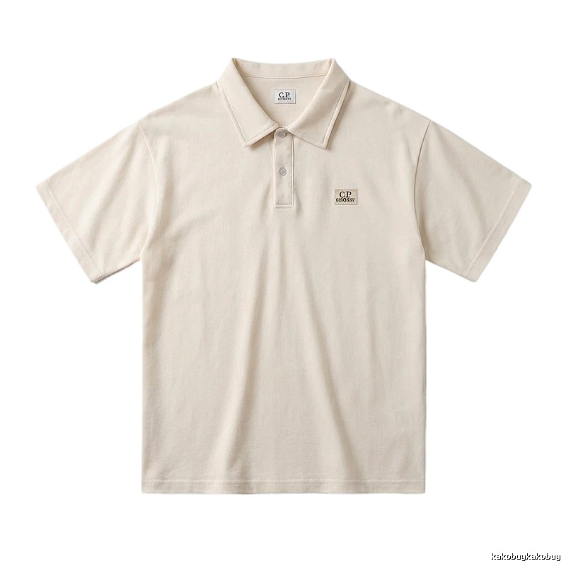 C.P. Basic Style Simple and Elegant Beige Polo Shirt