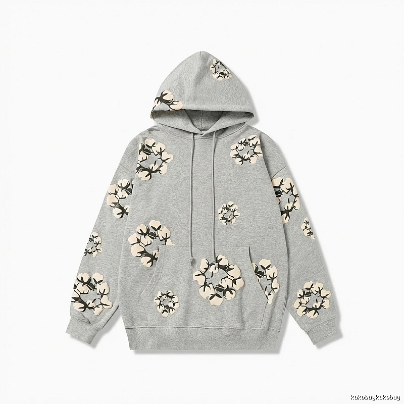 DENIM TEARS Floral Wind Grey Hoodie