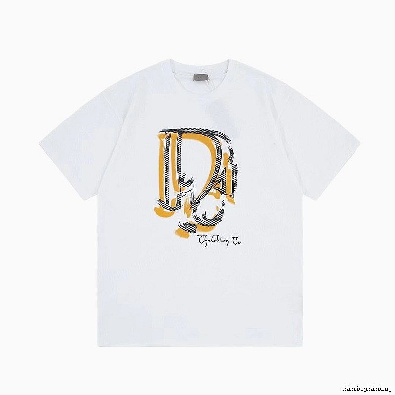 Dior Graffiti Print Casual Style White Short-sleeve T-shirt