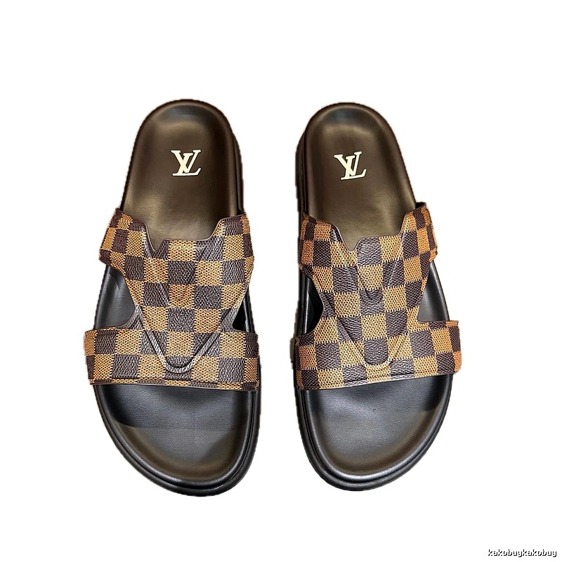 Louis Vuitton Checkerboard Casual Style Brown Slides