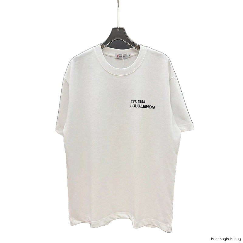 lululemon minimalist style printed white short-sleeve T-shirt