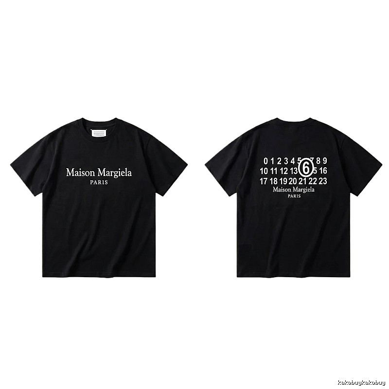 Maison Margiela black T-shirt with digital printing.
