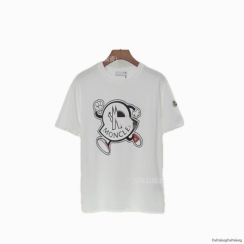 Moncler Cartoon Print Casual Style White T-Shirt