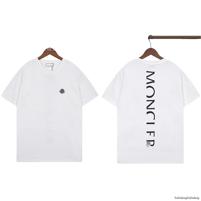 Moncler Letter Print Trendy Style White T-Shirt
