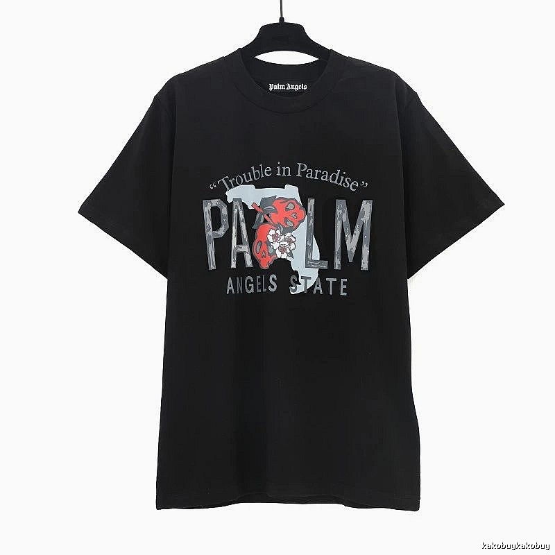 Palm Angels Travel Logo T-shirt White Palm Tree with Modern Look