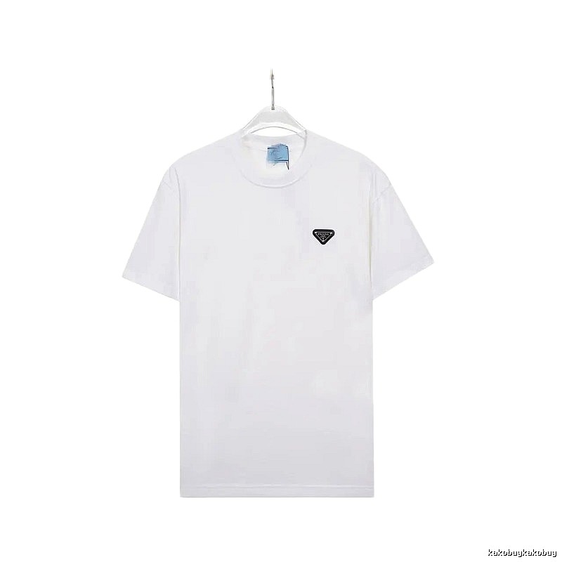 Prada Triangle Logo Minimalist Style White Short-sleeve T-shirt