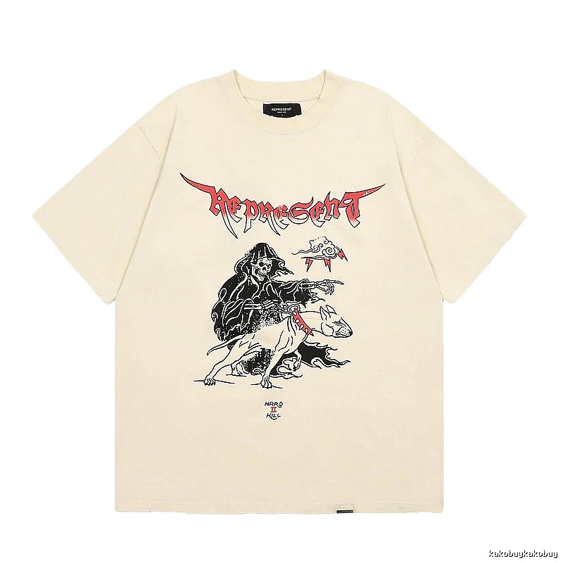 Represent Grim Reaper Print Vintage High Street Beige T-Shirt