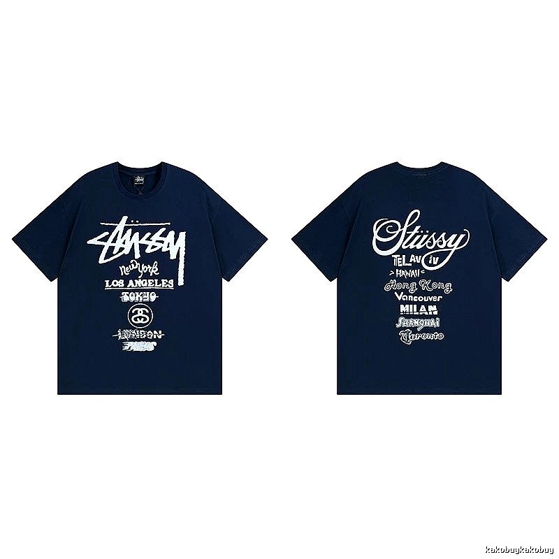Stussy Simple Logo Finish Spider Graphic T-Shirt Minimal Look