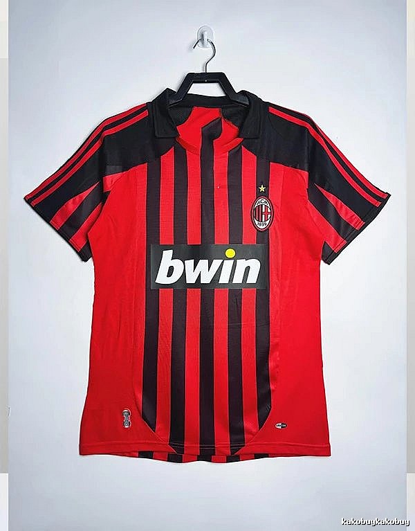 AC Milan Premium Style Retro soccer jersey Red Black Striped for Resort Outfits