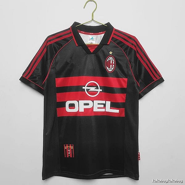 AC Milan Streetwear Retro soccer jersey Red Black Striped with Logo Accent