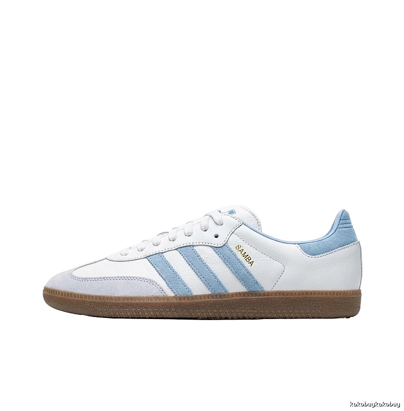 Adidas retro-style white and blue sports shoes