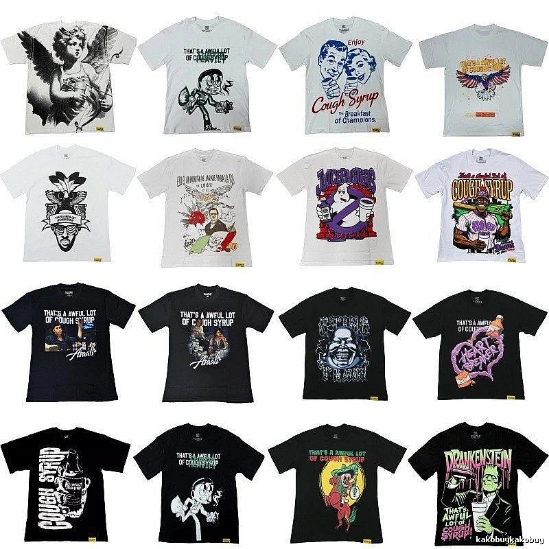 ALOCS Printed American Street Style Multi-color Short-sleeve T-shirt