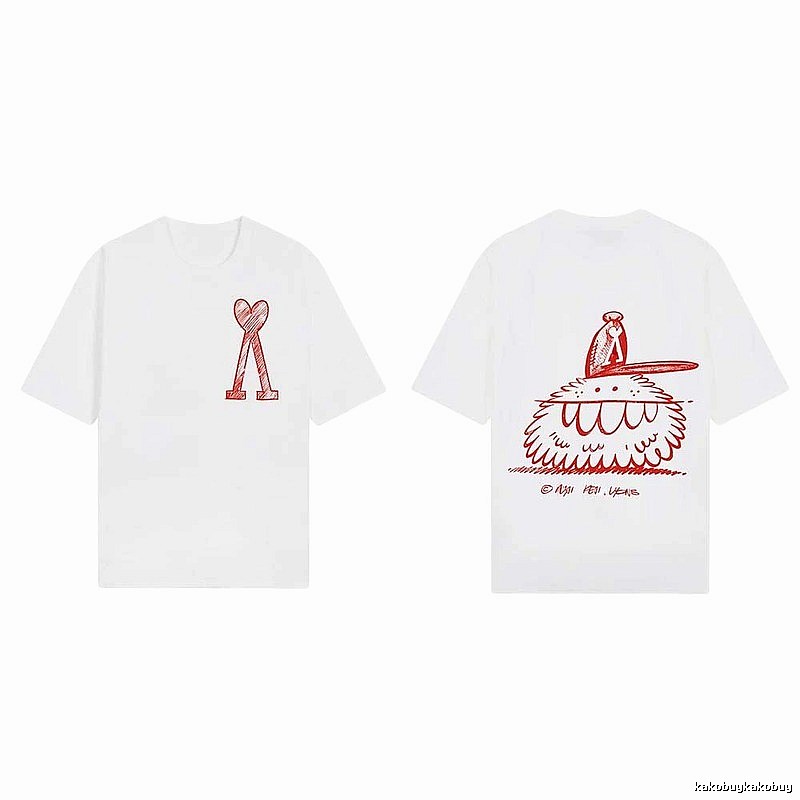 AMI cartoon printed white T-shirt