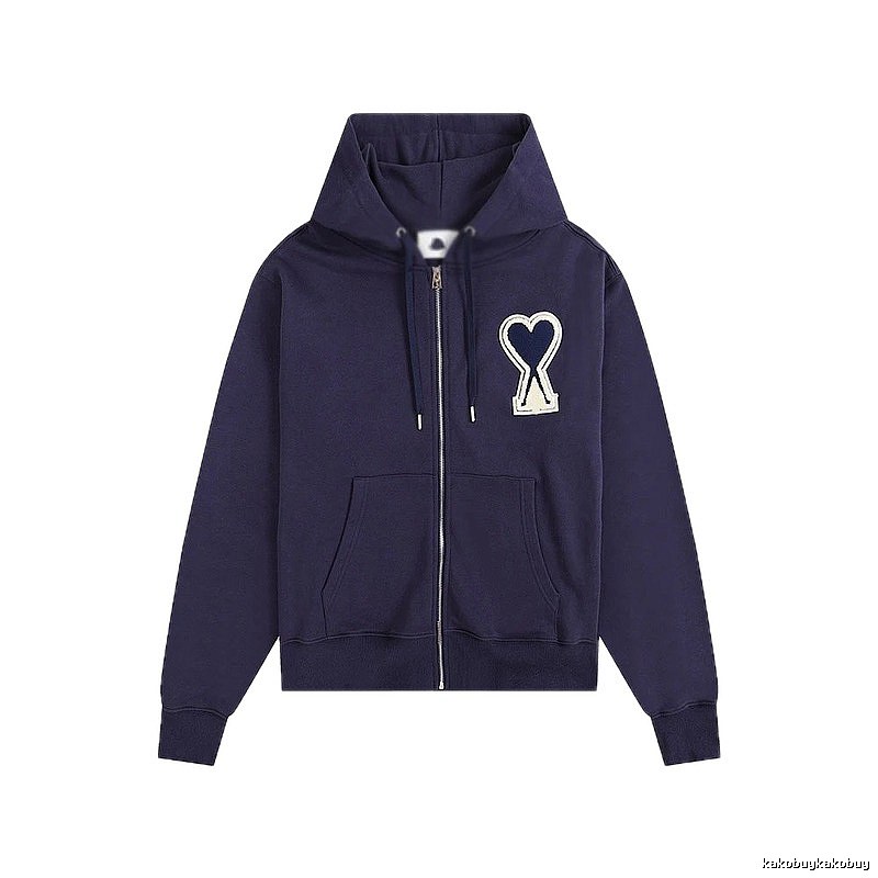 AMI Heart Pattern Zipper Hoodie
