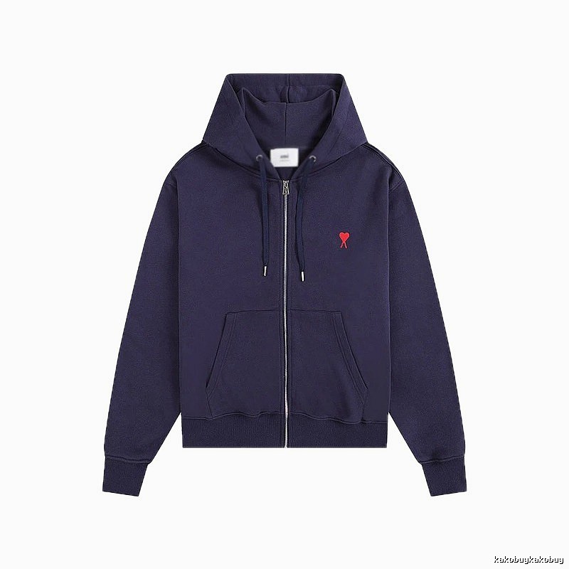 AMI Love Embroidery Style Dark Blue Hoodie