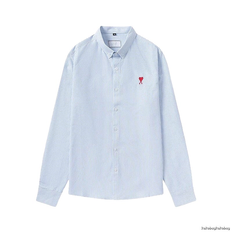 AMI striped minimalist style blue shirt