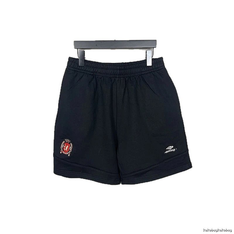 Balenciaga badge-style black shorts