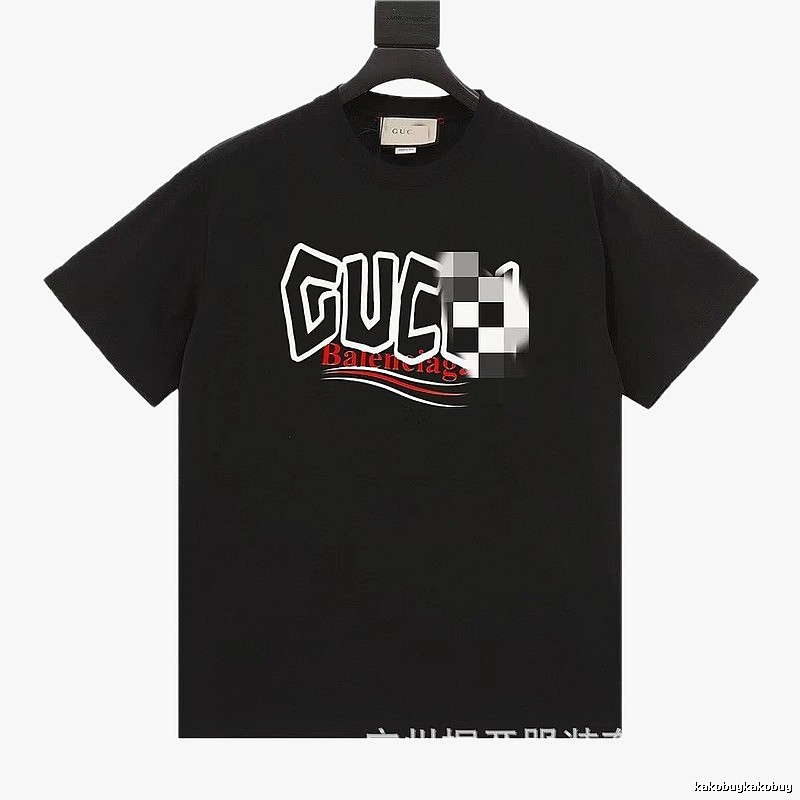 Balenciaga Co-branded Graffiti-style Black T-shirt