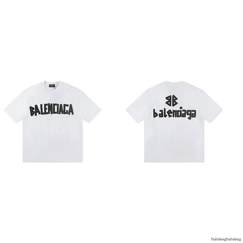 Balenciaga Double B Printed Street Style White T-shirt