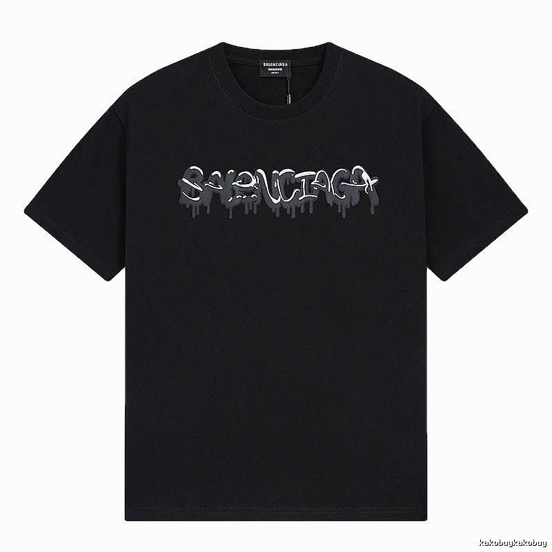 Balenciaga Graffiti Street Style Black Short Sleeve T-shirt
