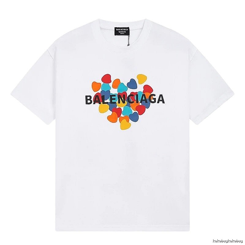 Balenciaga Heart Print Streetwear Brand White T-Shirt