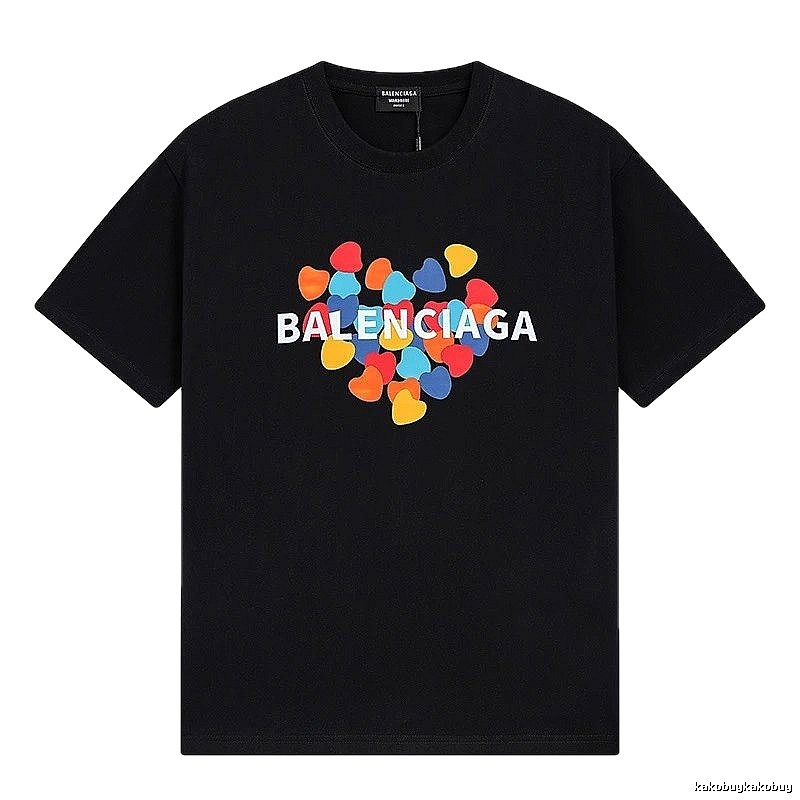 Balenciaga Trendy Black T-shirt with Heart Print