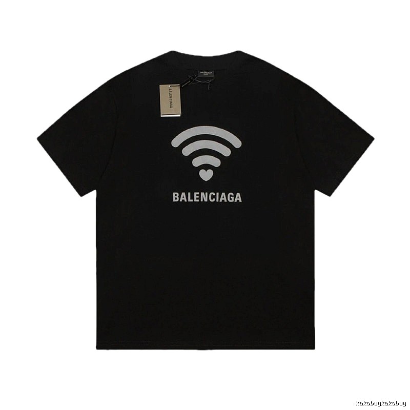 Balenciaga WiFi Printed Trendy Black T-shirt