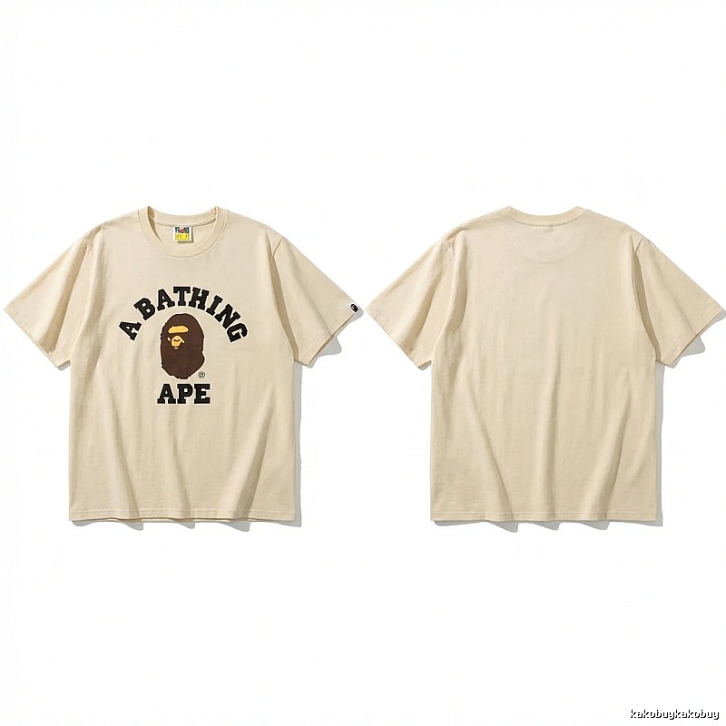 Bape Ape Head Minimalist Style Beige T-shirt