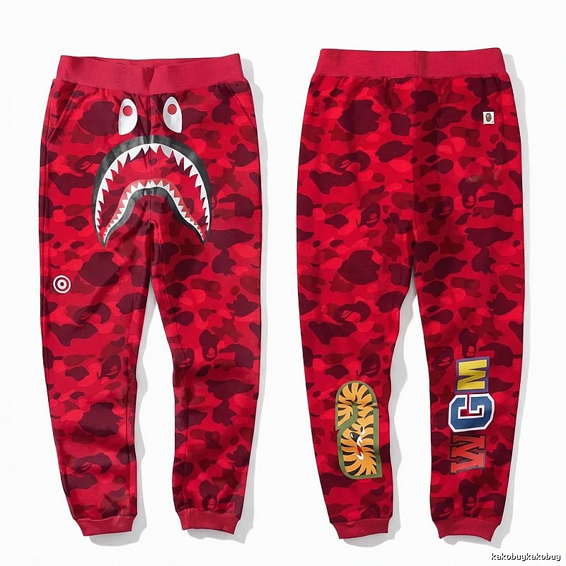 Bape camouflage-style red sweatpants