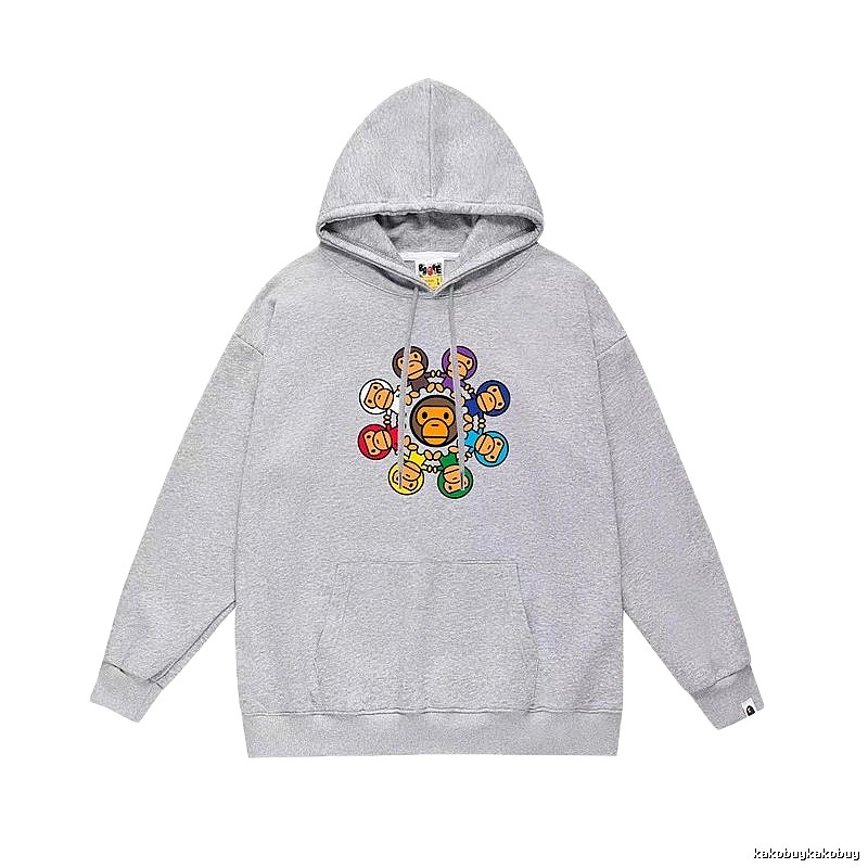 Bape Cartoon Print Grey Hoodie