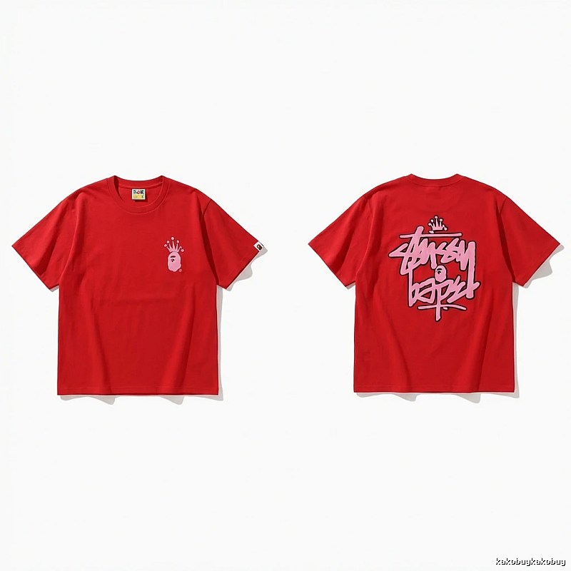 Bape Crown Series Red Trendy T-shirt