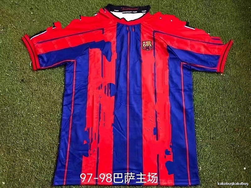 Barcelona Monogram Retro soccer jersey Blue Red Barcelona for Casual Outfits