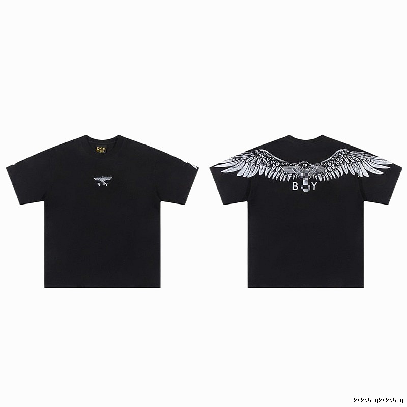 BOY Wing Print Street Style Black Short-sleeve T-shirt