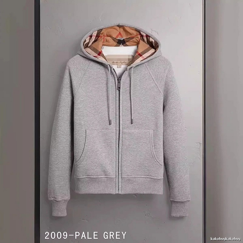 Burberry Casual Zip hoodie Gray Zip Check for Streetwear Looks