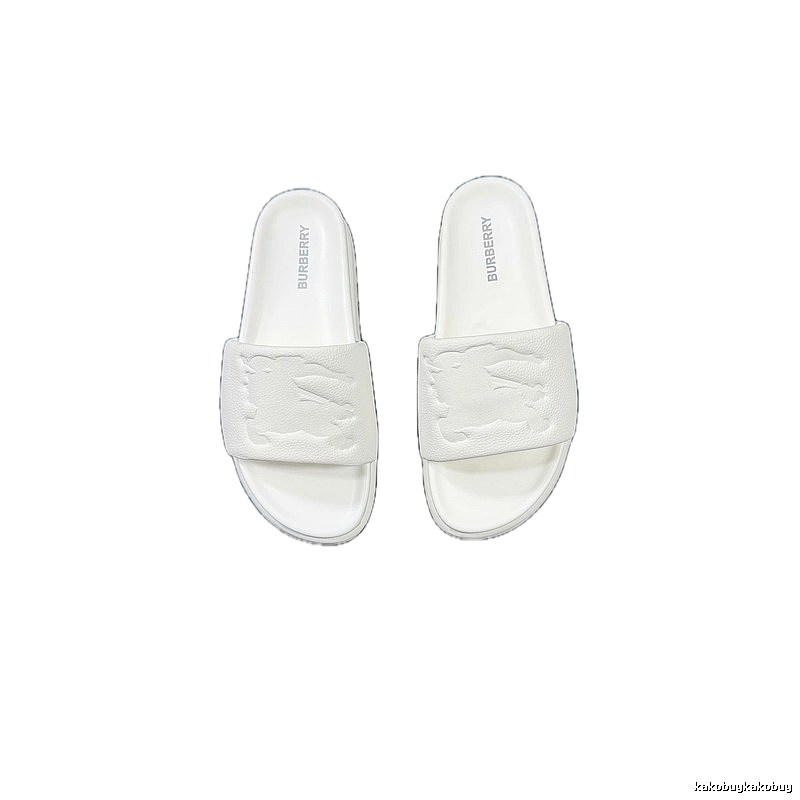 Burberry Embossed Equestrian Knight Minimalist White Slides