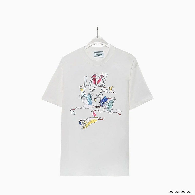 Casablanca Crane Print Wind White T-shirt