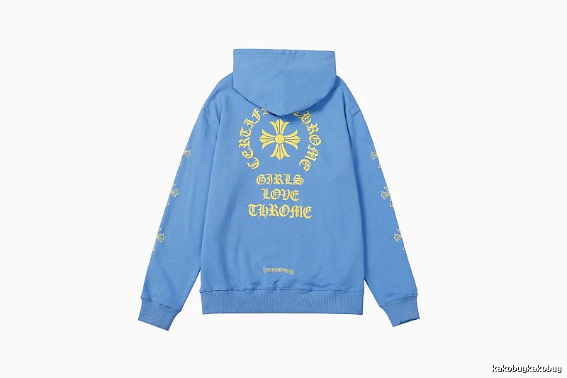 Chrome Hearts 2088-90 Sky Blue Cross Graphic Hoodie Summer Styling