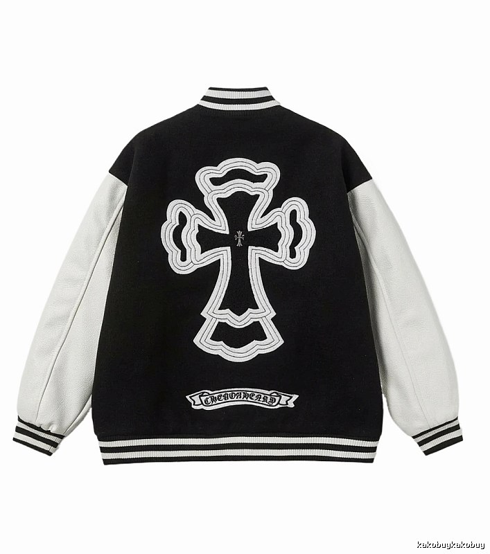 Chrome Hearts Cross Black and White Baseball Jacket