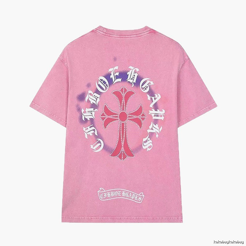 Chrome Hearts Cross Vintage Style Pink T-Shirt