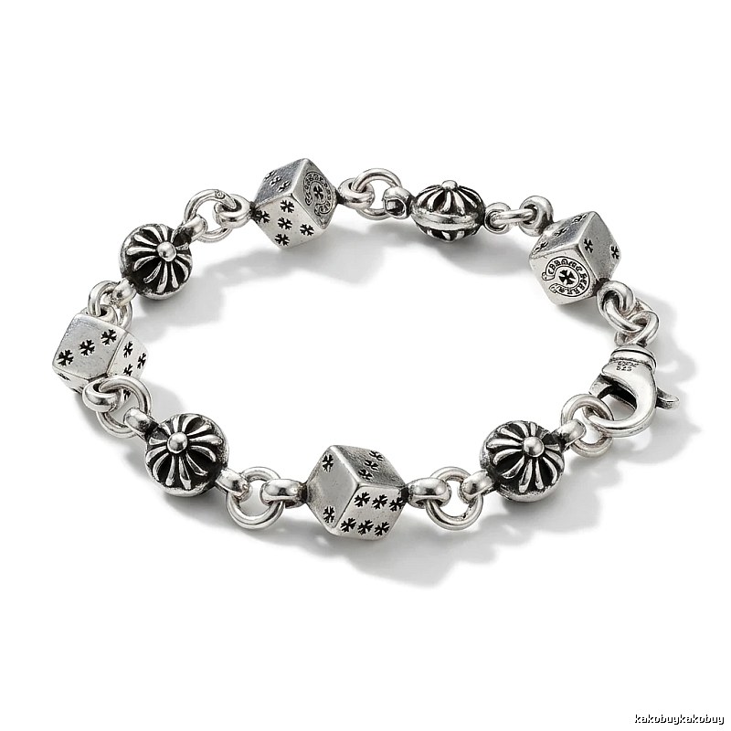 Chrome Hearts Dice Retro Style Silver Bracelet
