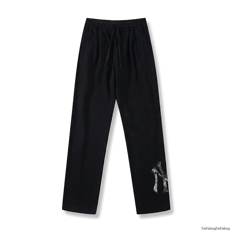 Classic trendy brand black trousers of MLB