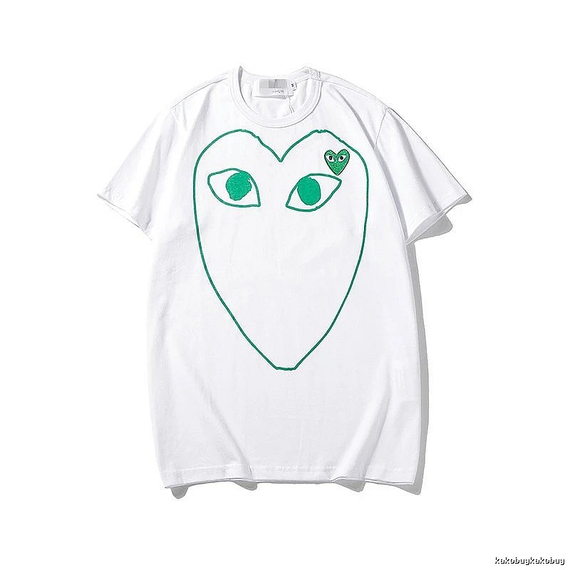 Comme des Garcons PLAY 2023-13 Green Style 2313 Heart Logo T-Shirt Soft Neutral