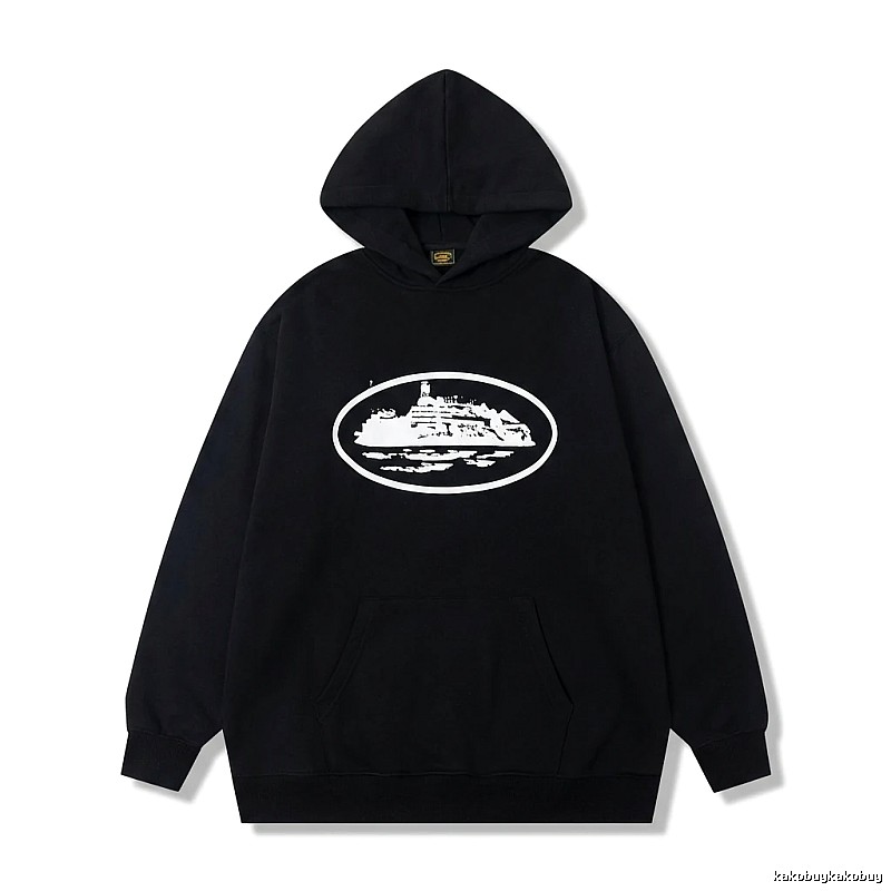 Corteiz black minimalist style hoodie